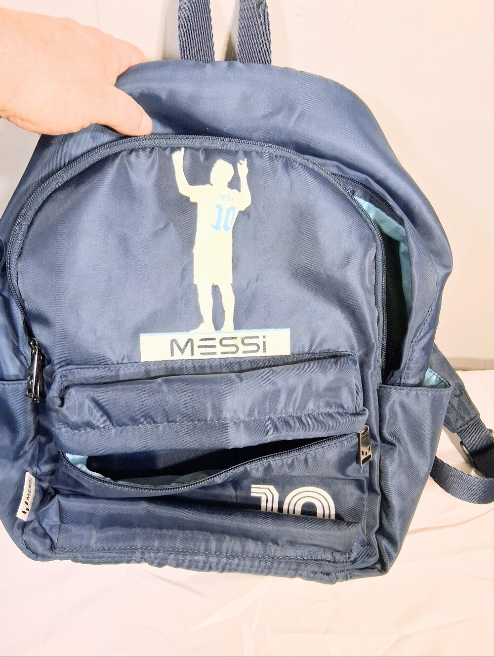 "Messi" Soccer Fever #10 Kids Navy/Light Blue Int. 5 Pocket Backpack/Knapsack - Picture 11 of 12